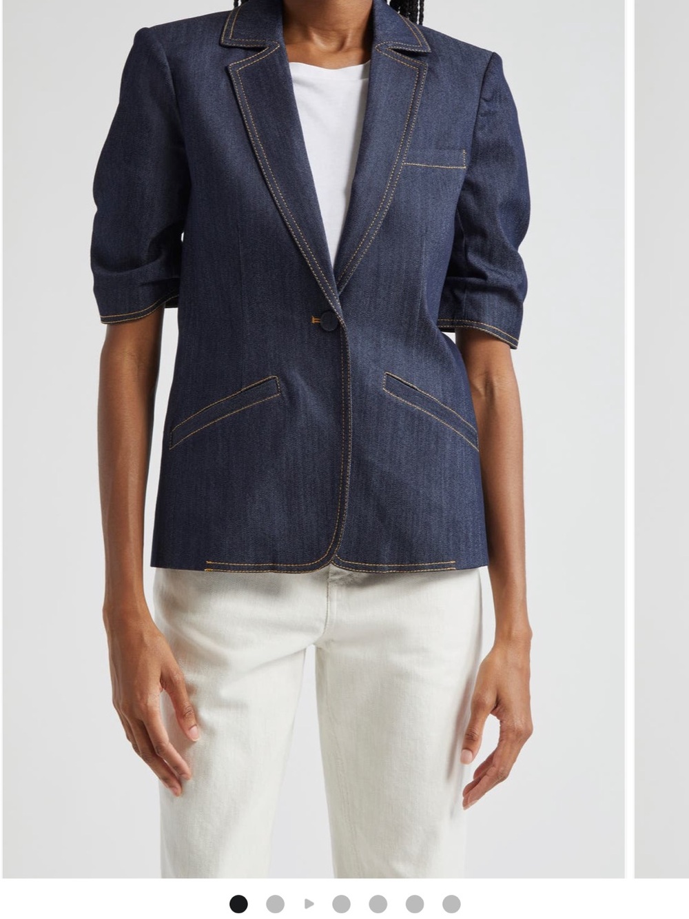 cinq a sept Dark Indigo Denim Blazer with Contrast Stitching - Women